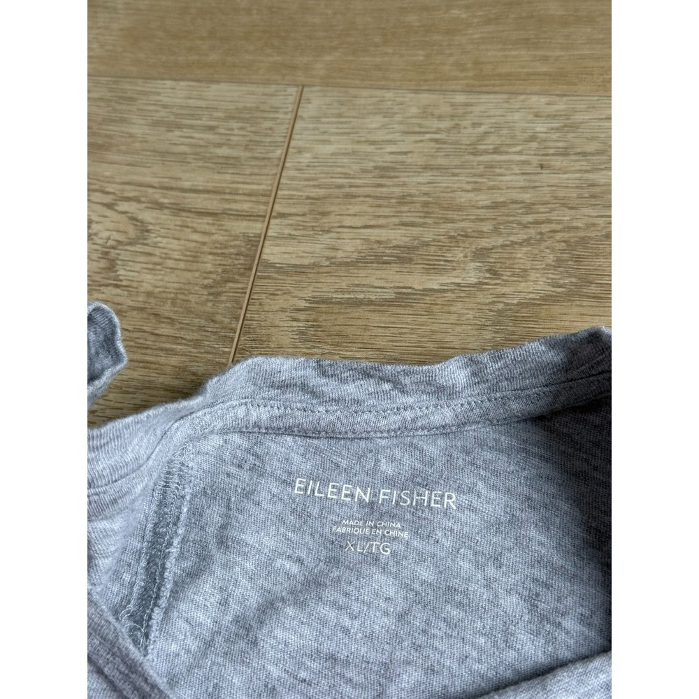 EUC Eileen Fisher gray elbow sleeve 100% cotton t-shirt melange jersey size XL - Picture 2 of 7